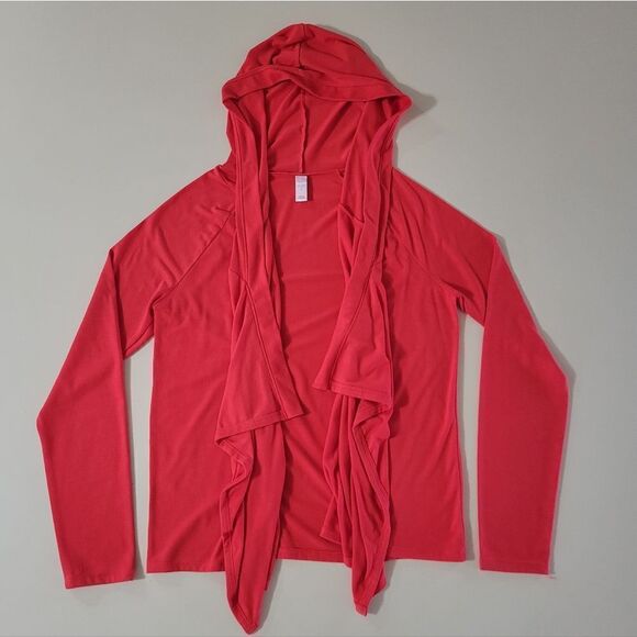 Old Navy Intimates Women's Red Orange Hooded Waterfall Long Sleeve Cardigan - Picture 1 of 11